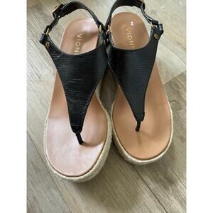 Vionic Kirra Women's Black Wedge Sandals Size 6 Adjustable Ankle Strap